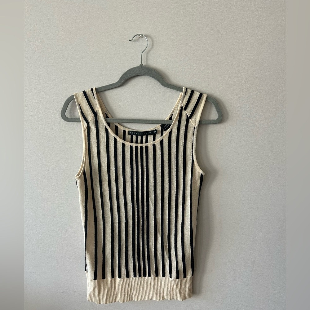 Perry Ellis lightweight striped sweater tank top, size M